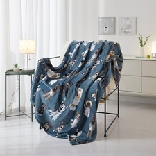 Cozy Blue Dogs Plush Throw Blanket 50 x 60 Inches Soft Warm for All Ages