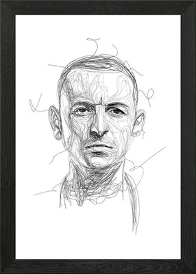 Chester Bennington Line Gerahmtes Wandbild Poster Leinwanddruck Bild