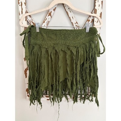 Fairy Pixie Boho Wrap Skirt Festival Summer OS Green