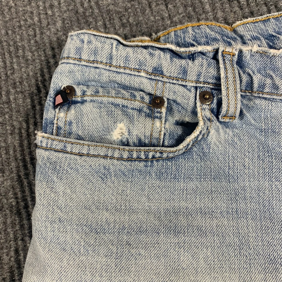 Pantalones Cortos Ralph Lauren Para Mujer 14 33x3 Azul Jean Denim Corte Flecos Envejecidos Y2K Foto 4 de 4
