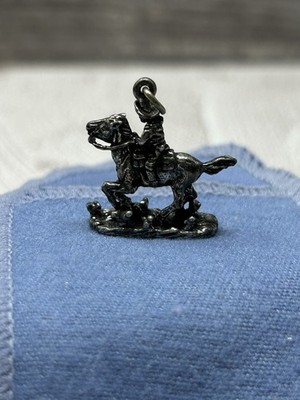 VTG 1860 Sterling 925 polished silver charm pendant Carmel pony express rider