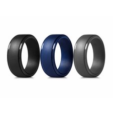 3-PK Silicone Flexible Wedding Ring Engagement Rubber Band Sport Gym  Men Women