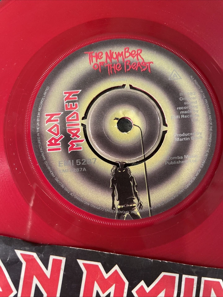 Iron Maiden-the Number of the Beast 7" Red Pic Cover Vinyl Record disc-limited - Image 3 of 4