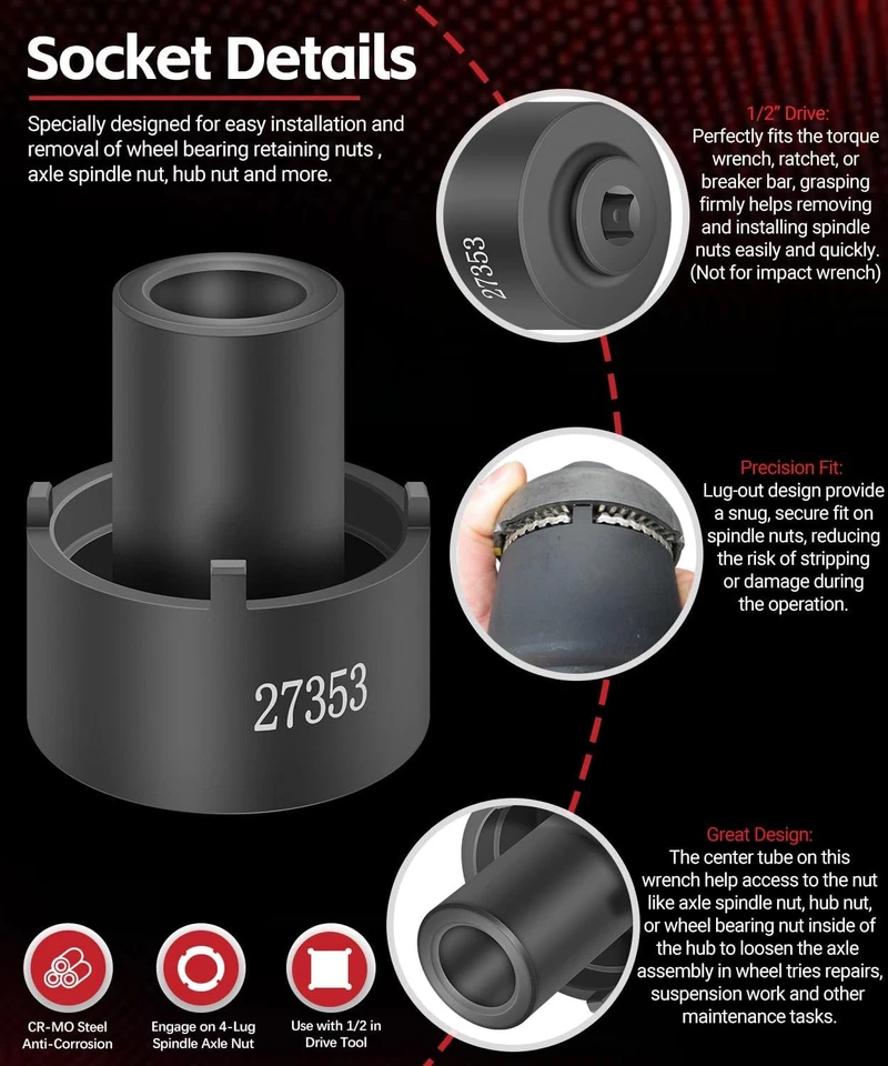 27353 Rear Axle Nut Wrench for Ford F-250, F-350, F-450 Super Duty Truck 2003-up - Image 4 of 4