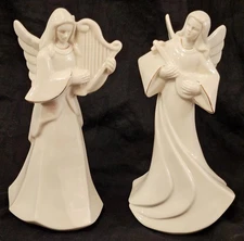 PERFECT Mikasa 24K KT421 KT495 Holy Night Nativity Angel Figurines w/Harp & Lute