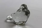 Fenton Bird Clear Glass Marked Stamped Chickadee Sparrow Paperweight Vintage
