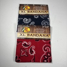 New Bass Pro Shops XL BANDANA Lot Of 2, Red  Blue 27" X 27" Hunting Outdoors