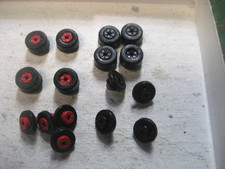 HO Scale Slot car T Jet Tuff ones 4 Sets of Wheels and Silicone Tires 2 Rd 2 Blk