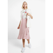 Ted Baker Coryn Layered Striped Ruffle Hem Midi Pencil Skirt 6 US New