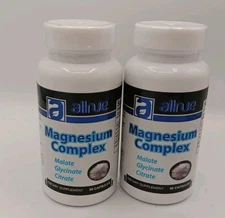 2x Allnue Magnesium Complex Malate Glycinate Citrate Dietary Supplement