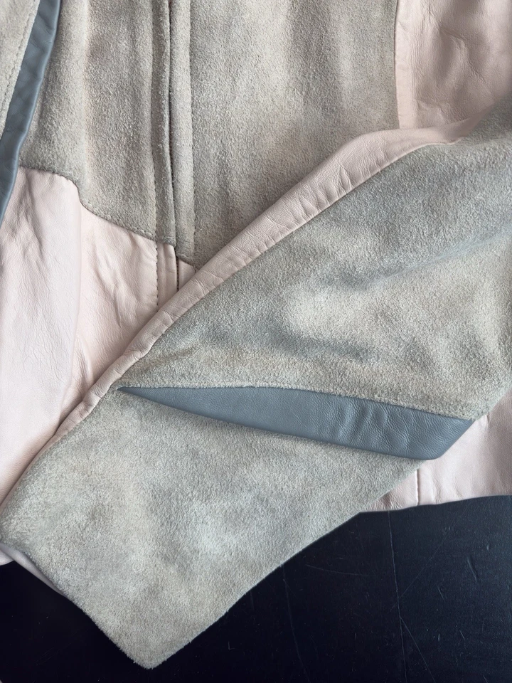 Chaqueta de cuero suave estilo moto vintage para mujer talla M Foto 4 de 4