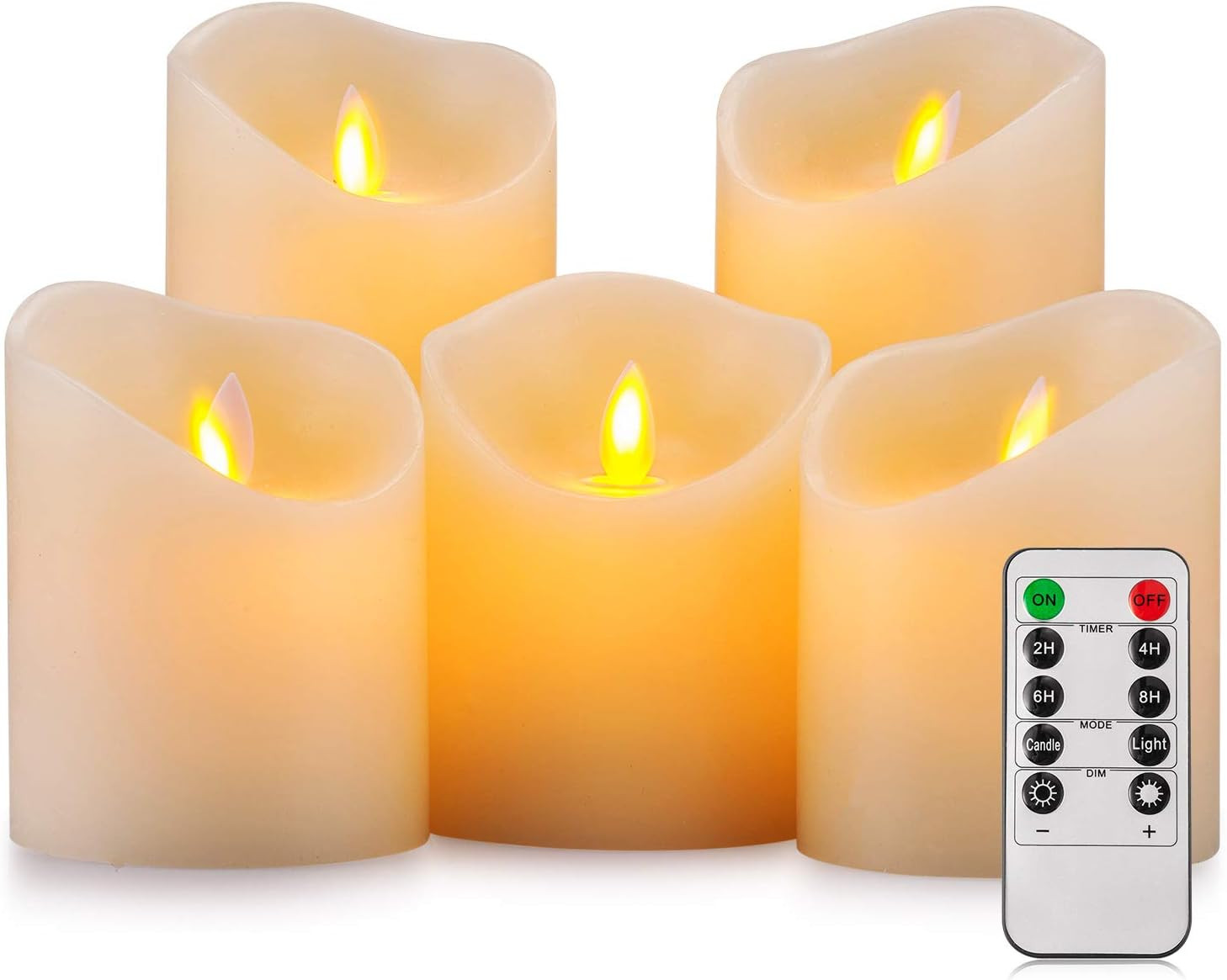 Aku Tonpa Flameless Candles Battery Operated Pillar Real Wax Flickering Moving W