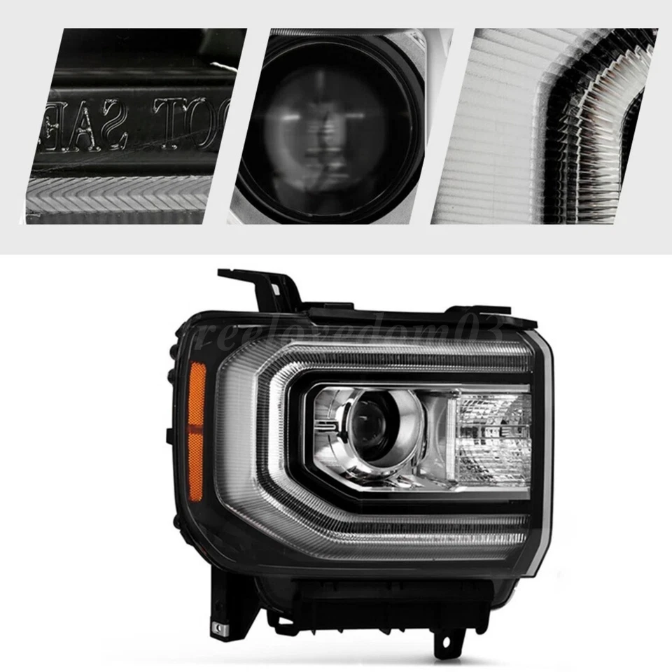 For 2016-2018 GMC Sierra 1500 HID/Xenon w/ LED DRL Projector Pair Headlights Foto 2 de 4