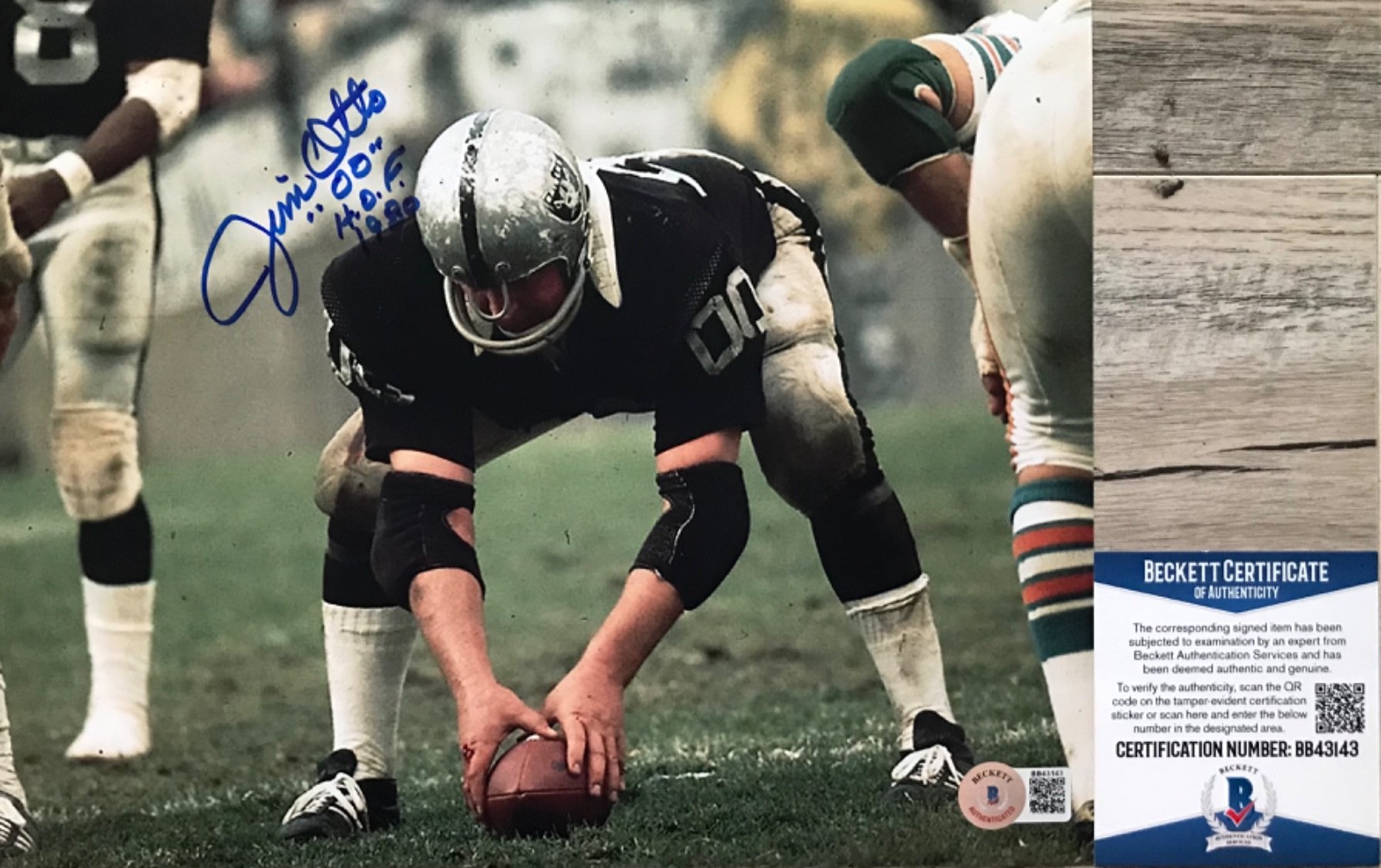 Jim Otto Autographed Signed Oakland Raiders 8x10 Photo Beckett BAS 