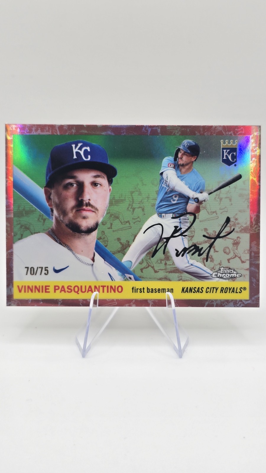 2025 Topps Chrome Platinum Vinnie Pasquantino #89 Toile Cream/Rose Gold /75