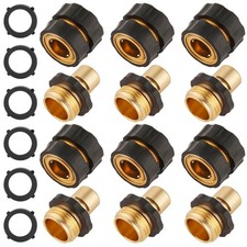 6 Set Quick Connect Hose Fittings 3/4 Inch GHT Male and Female Attachment