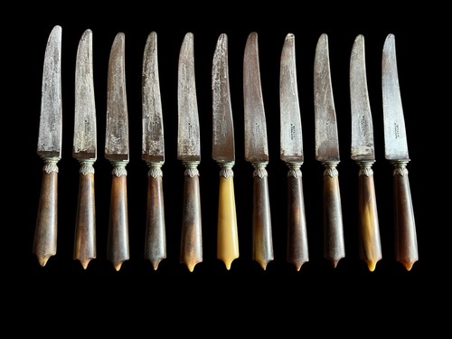 Lot De Couteaux à Gigot Anciens - Manche En Corne, Début XXème Siècle