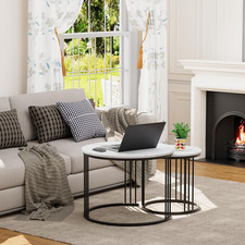 Tavolino piccolo rotondo, bianco, tavolo con 2 ripiani, 3 gambe in legno, tavolino da caffè, comodino, per soggiorno, camera da letto, cameretta dei bambini, balcone, giardino, stile scandinavo, 40 x