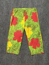 Vintage 1980 s Original Jams Unisex Pants, Tropical Floral Surf Line Hawaii
