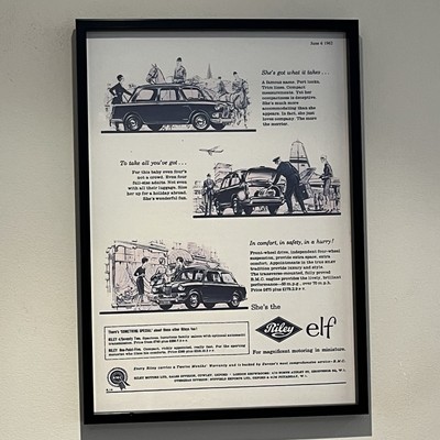 BMC Riley Elf Mini Got What It Takes Retro Cool Garage Man Cave Wall Art Poster