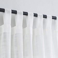 Semi Sheer Curtains- Light Filtering, Machine Washable Tab Top Drapes for Liv...