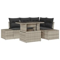 Gartensofa Set Polyrattan Mit 5 Kissen Hellgrau Garten Terrasse Balkon