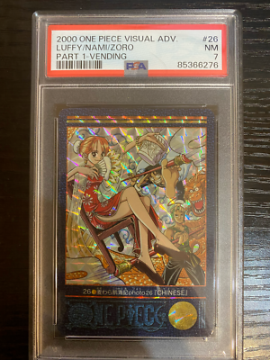 ONE PIECE VISUAL ADVENTURE カード 26 PSA 7 One Piece Visual Adventure No.26 Carddass Luffy Nami Vending