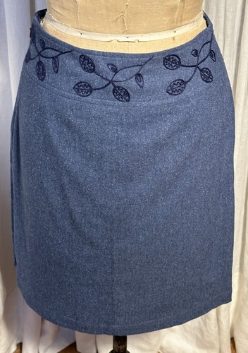 J.Jill Womens Blue Wool Blend Straight Knee L Skirt Sz 6 Pre-owned - Picture 3 of 9
