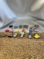 BUTTON COVERS:  18 ASSORTED :  (3) STARS, (3) SAIL BOATS, (5) FLOWERS & MORE