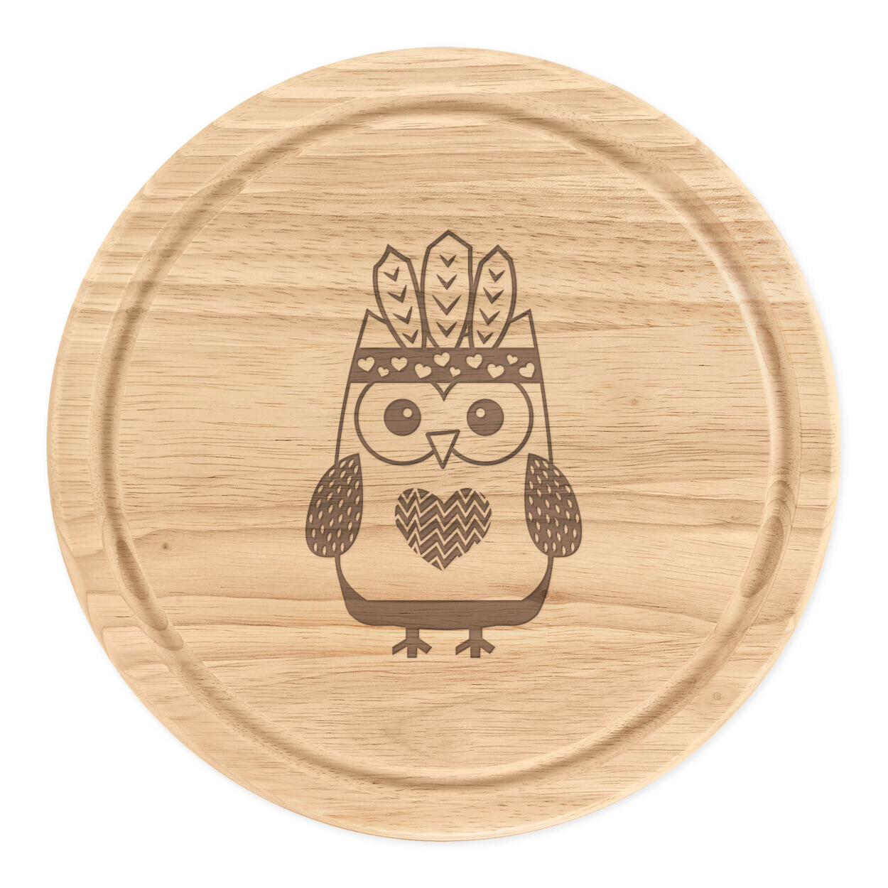 Festival Owl Head Dress Round Chopping Cheese Board Funny Bird Cute