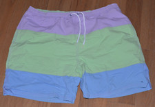 Vineyard Vines Swim Trunks Mens XL Pastel Blue Green Striped Lined Bathing Suit