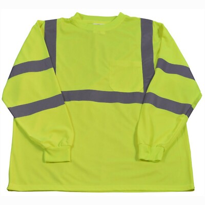 Petra Roc LTSL3-M High-Vis Safety T-Shirt Long Sleeve, ANSI Class 3, Lime Bir...