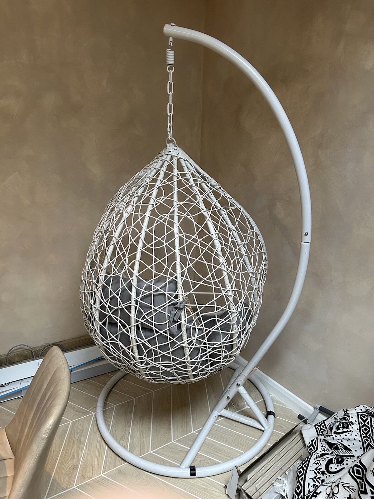 White rattan swing hanging egg chair eBay