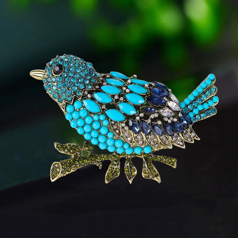 Sparkling Rhinestone Bird Brooch Pin for Women and Men