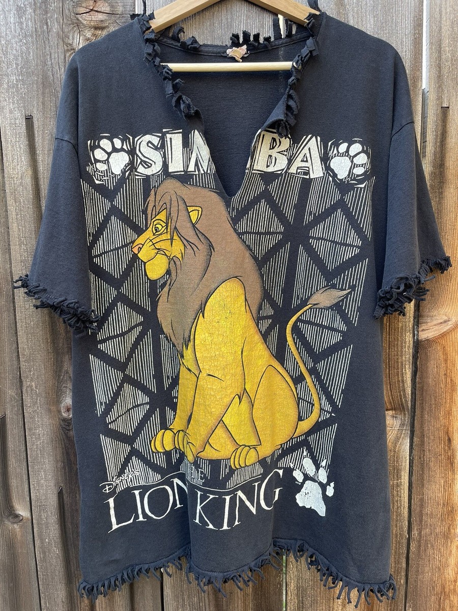 VTG 90s Disney Lion King Simba T-Shirt XL DYI Fringe Cut Single
