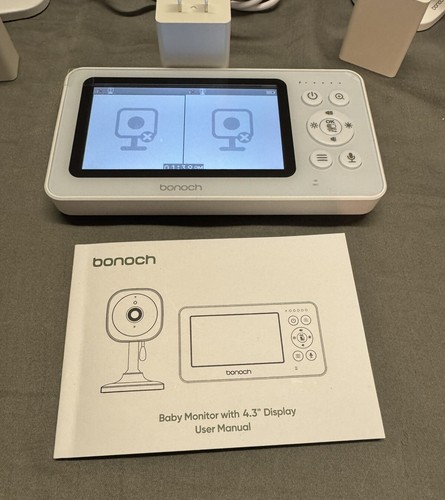 Open Box‼️Bonoch 4.3" Baby Monitor with 2 Cameras, 720p Split Screen white - Picture 10 of 11