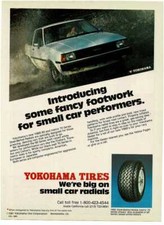 Pneumatici YOKOHAMA 1981 su bianco Toyota Corolla pubblicità stampa d'epoca