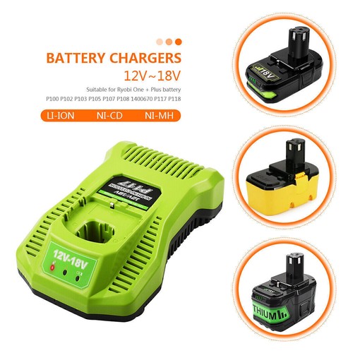 Fast Charger For Ryobi One Plus P108 Lithium Ni-cad Ni-MH P197 Battery 12V~18V - Picture 5 of 11