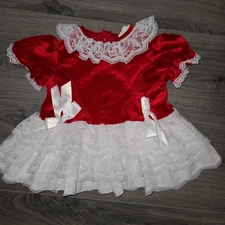 Vtg Mothercare girls 24m Christmas Holiday Dress velvet Lace Ruffle