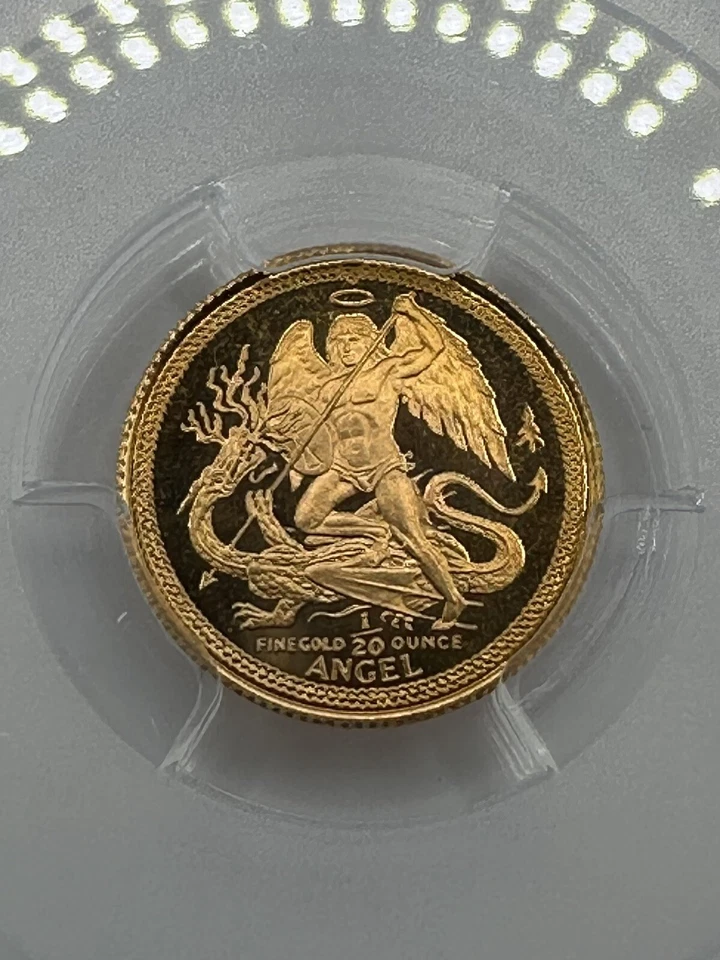 1986 PM Isle Of Man 1/20 Oz Gold Proof Angel Coin • PR67 POP 1 • CHRISTMAS PRIVY - Image 3 of 3
