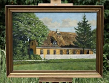 Valdemar Mau (1892–1952) – Danish Farmhouse – Oil On Canvas – Signed