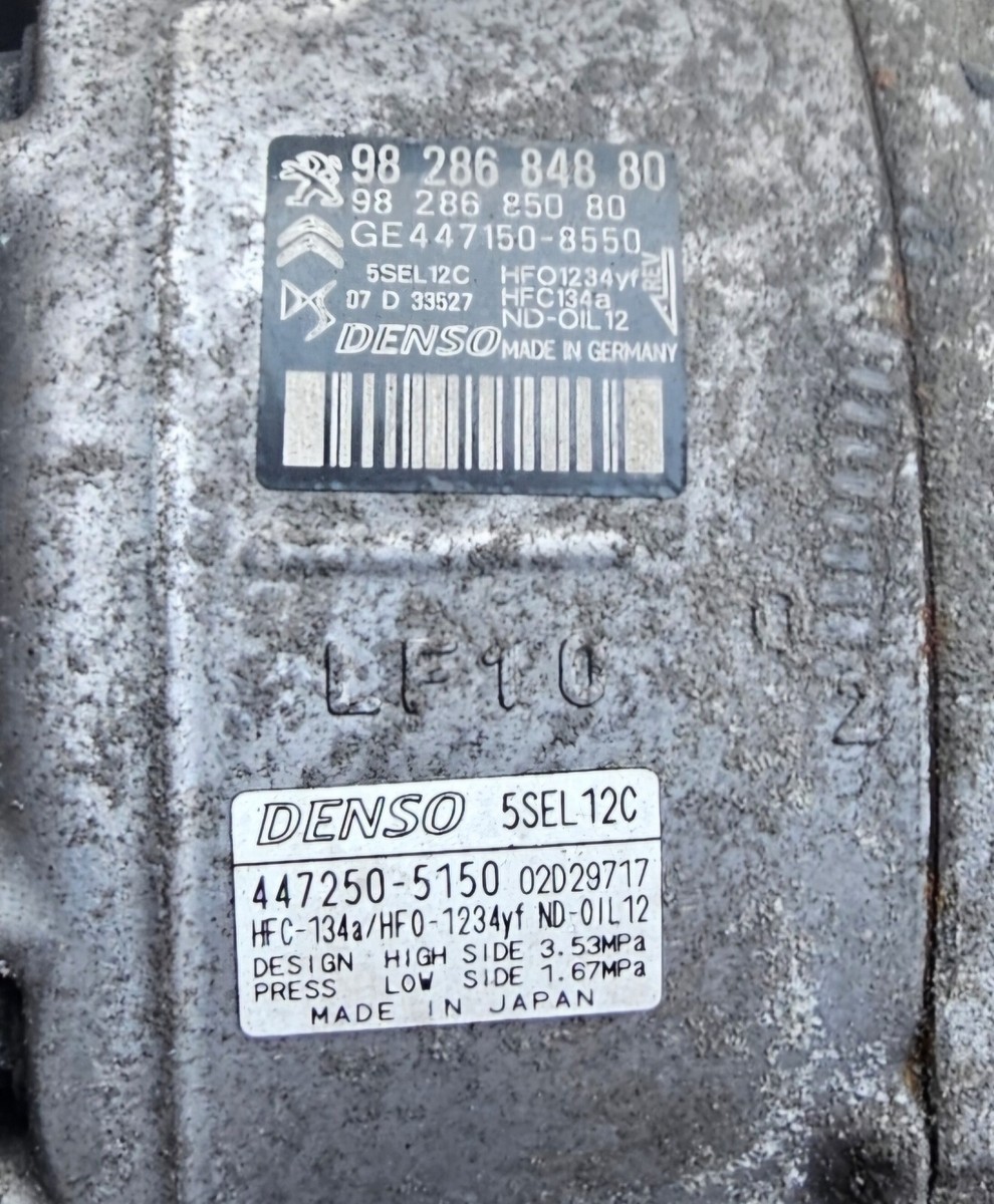 Peugeot 2008, 208 AC AIR CON COMPRESSOR PUMP 1.2 PETROL Peugeot 2008, 208 AC AIR CON COMPRESSOR PUMP 1.2 PETROL