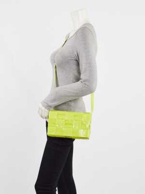 Bottega Veneta Acid Kiwi Leather Maxi Weave Cassette Crossbody Bag