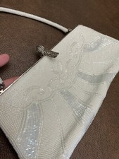 White Beaded Clutch Evening Bag Small Bag Unbranded Vintage