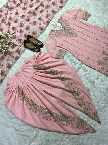 DRESS BOLLYWOOD SUIT PAKISTANI INDIAN WEDDING DHOTI TOP SALWAR KAMEEZ PARTY WEAR - Picture 5 of 16