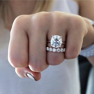 Certified 6 00ct Cushion Diamond Engagement Ring Wedding Band In