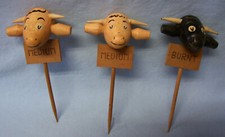 WOOD MEAT THERMOMETER Signs BURNT/MEDIUM  6 W...
