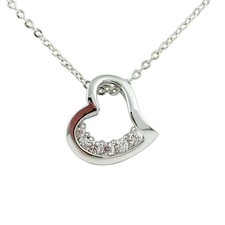 Moda Gioielli - 18k Placcato Oro Bianco Cuore Collana (FN070)