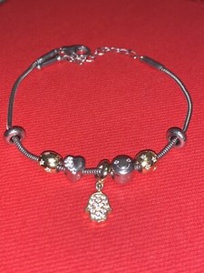 Authentic Gold Plated Silver Hamsa Bracelet 6.25-7.75 inches