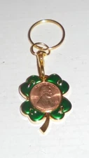 Vintage Lucky Penny Coin Token Lincoln Keychain 1982 Birthday Four Leaf Clover 